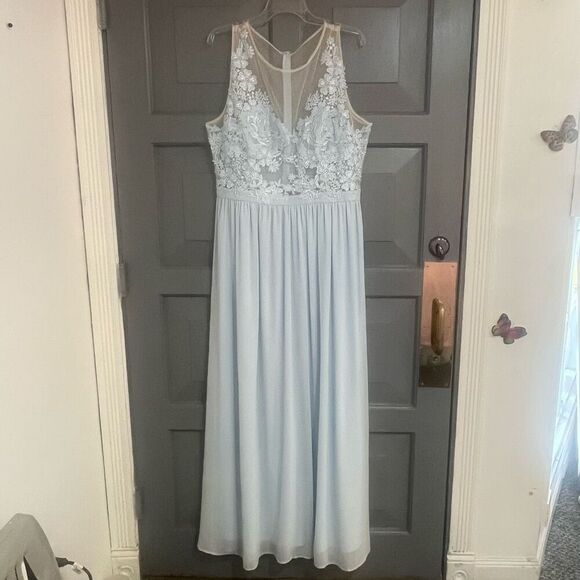 Maniju Light Blue Lace & Mesh Top Prom Formal Gown Sz 3X NWOT - Picture 5 of 10
